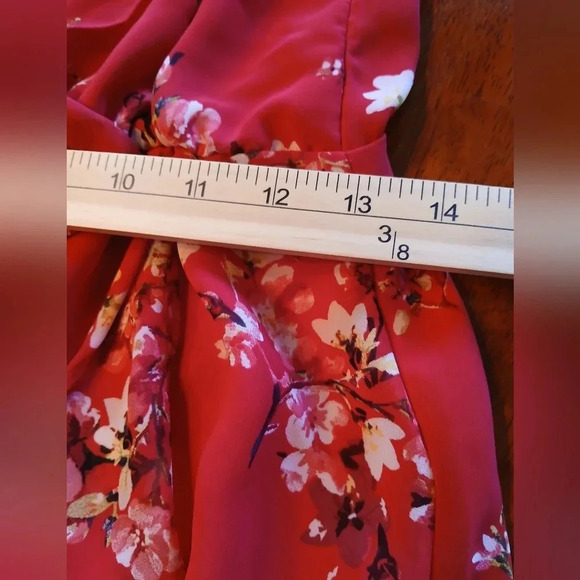 DIVIDED Floral Ruffle Midi Dress Womens Size 10 Flirty Faux Wrap - Picture 10 of 11